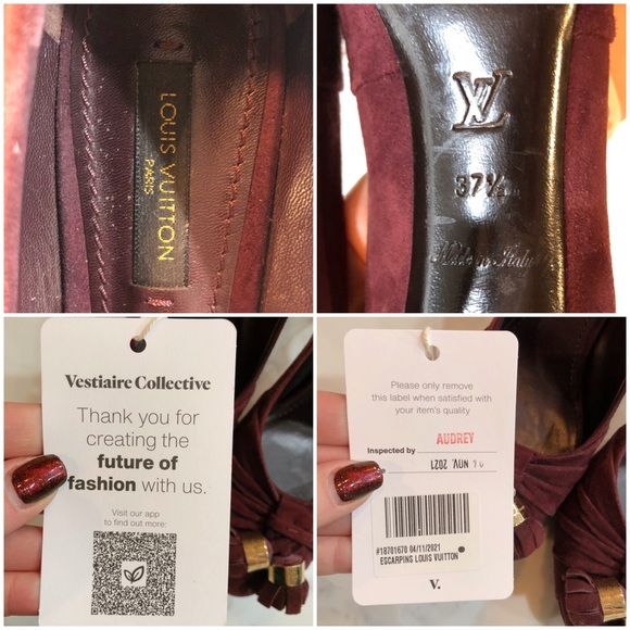 Louis Vuitton Burgundy Suede Leather Knot Confident Tassel Platform Pumps 37.5 - Picture 16 of 17
